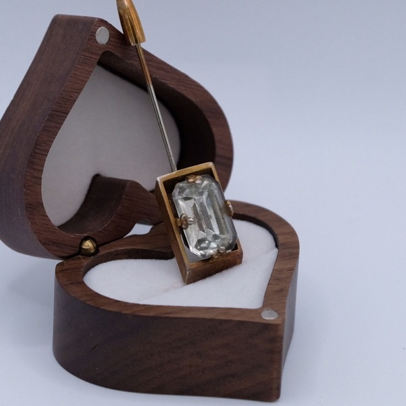 Vintage Art Deco Faceted Rhinestone Stick Pin Brooch 3” Goldtone Statement Piece - Picture 4 of 15